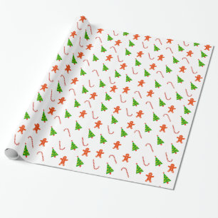 Papel De Presente Bastão de doces alegre TreChristmas do homem do