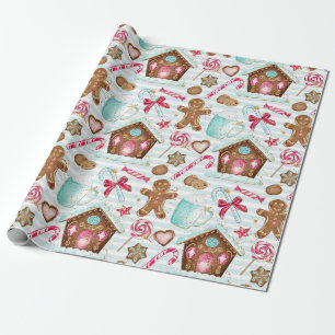 Papel De Presente Bastão de doces do homem de pão-de-espécie da c