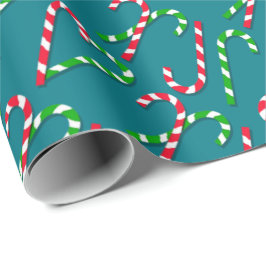 Papel De Presente Bastões de doces do feriado do Natal da cor da