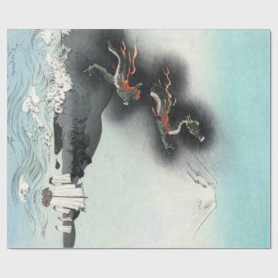 Papel De Presente Batalha Naval da Fúria do Dragão pelo Monte Fuji,