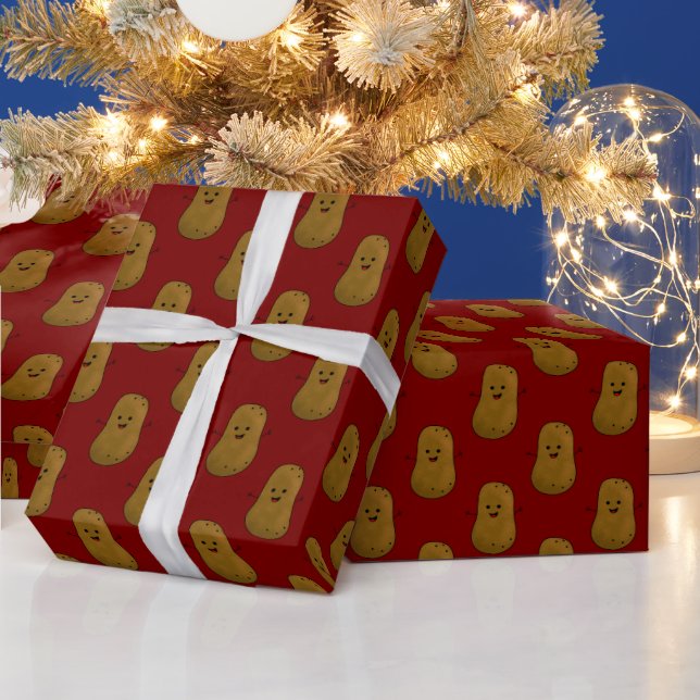 Papel De Presente Batata Doce Feliz Vermelho Intenso (Feriados)