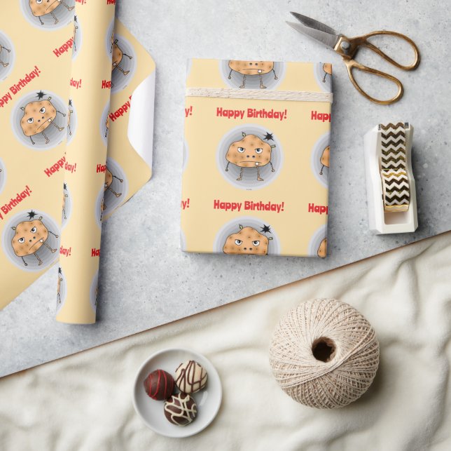 Papel De Presente Batata Engraçada Feliz Aniversário Rosto (Artesanato)