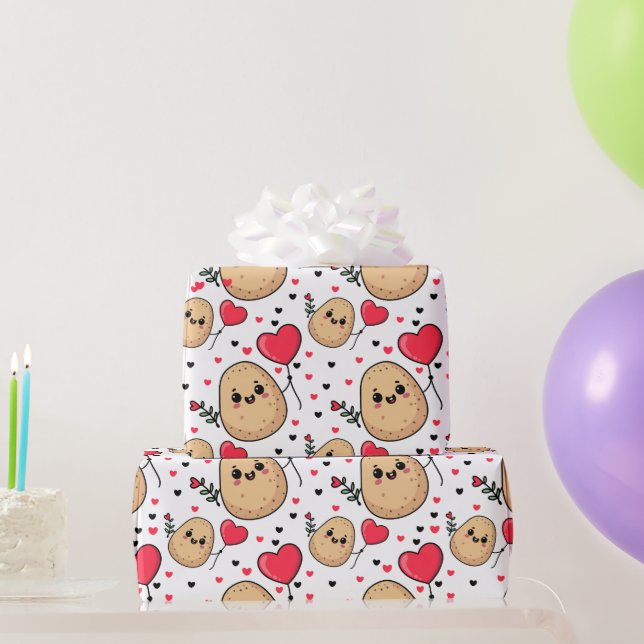 Papel De Presente Batata Romântica do Dia dos Namorados (Presentes para festas)