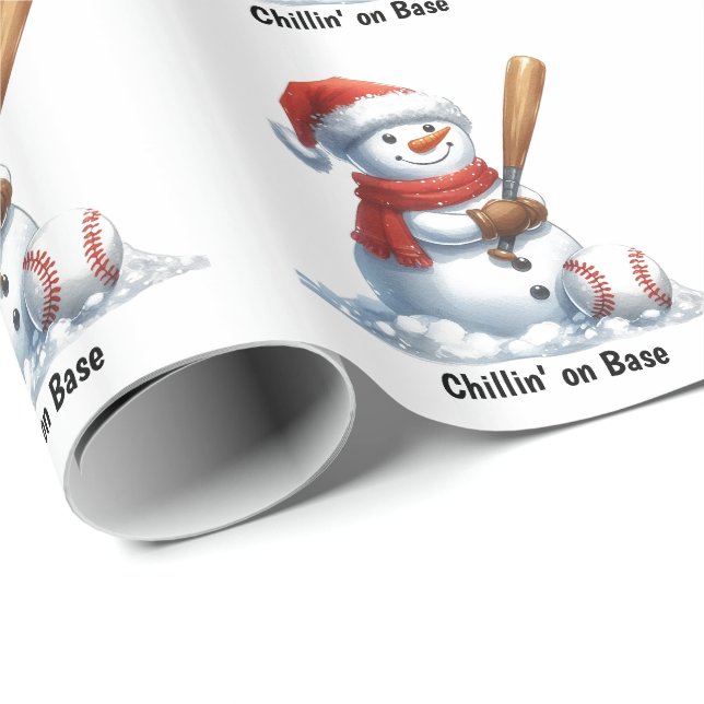 Papel De Presente Batedor de Boneco de Neve Relaxando na Base  (Ponta do rolo)