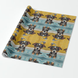 Papel De Presente Bath-time Buddies animais em um banho