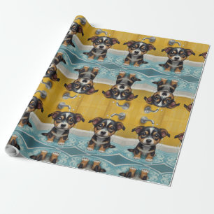 Papel De Presente Bath-time Buddies animais em um banho