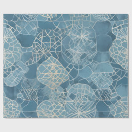 Papel De Presente Batik Geométrico Botânico Azul