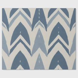 Papel De Presente Batik Parang Chevron Geométrico Azul Poeirento Cos