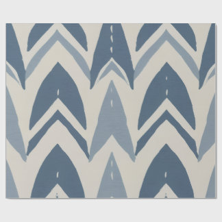 Papel De Presente Batik Parang Chevron Geométrico Azul Poeirento Cos