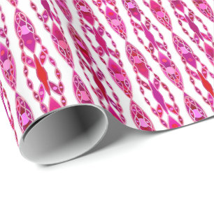 Papel De Presente Batik Tribal - Burqundy e Rosa Fúcsia