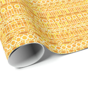 Papel De Presente Batik Tribal - mostarda dourado e laranja