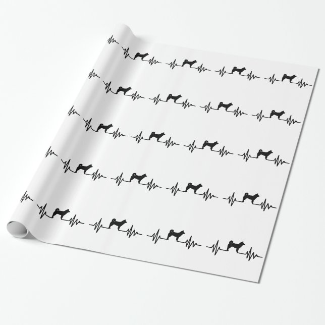 Papel De Presente batimento cardíaco de Shiba inu (Desenrolado)