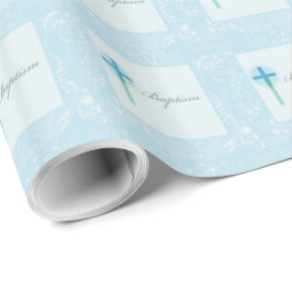 Papel De Presente Batismo Blue Lace Boy