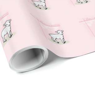 Papel De Presente Batismo, Rosa, Garota, Lambe
