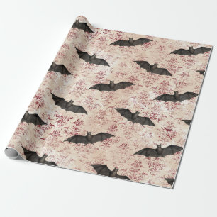 Papel De Presente Bats e Burgundy Damask