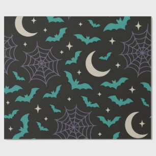 Papel De Presente Bats & Webs da meia-noite - Dia das Bruxas assusta