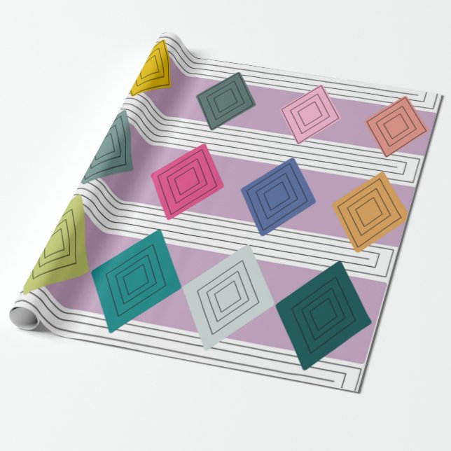 Papel De Presente Bauhaus Diamond Quilt (Desenrolado)