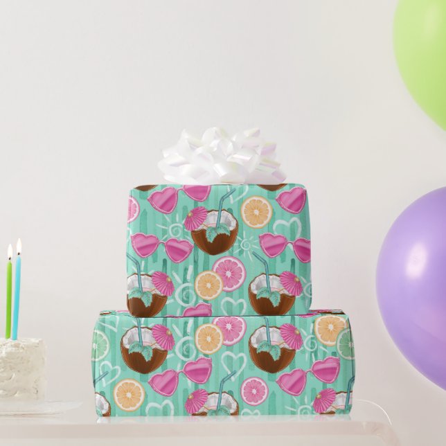Papel De Presente Beach Summer Pattern  (Presentes para festas)