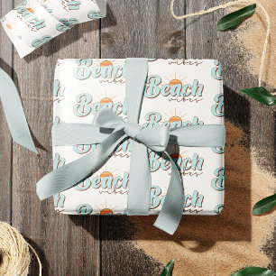 Papel De Presente Beach Vibes Retro Summer Sun Pattern