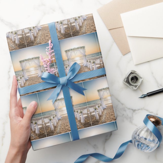 Papel De Presente Beach Wedding Arch With Sunset Sky (Presentear)