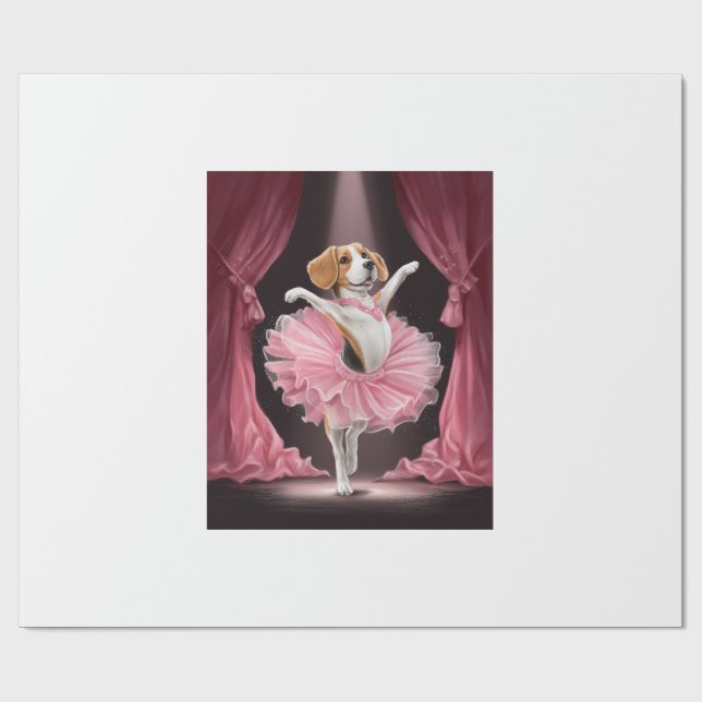 Papel De Presente Beagle Bailarina � Dança Engraçada de Cachorro (Aberto)