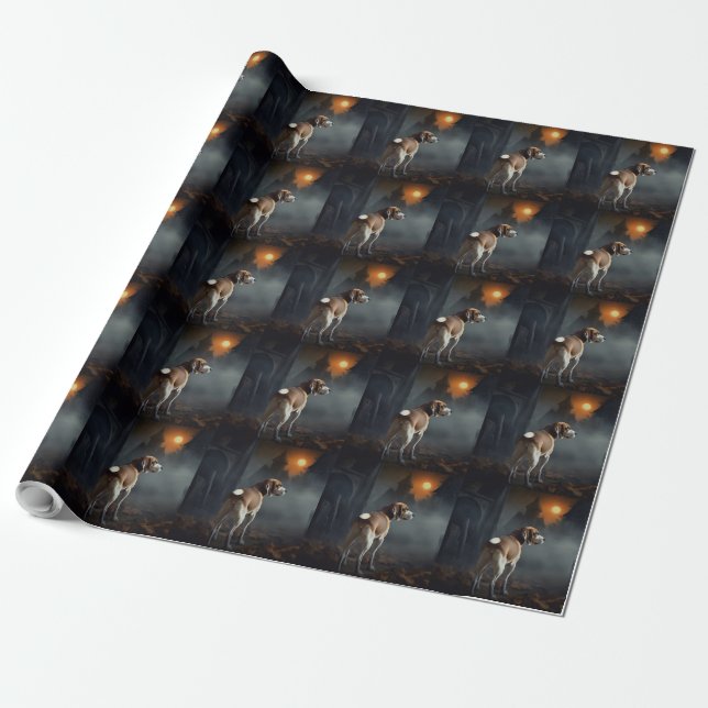 Papel De Presente Beagle Halloween Assustador (Desenrolado)