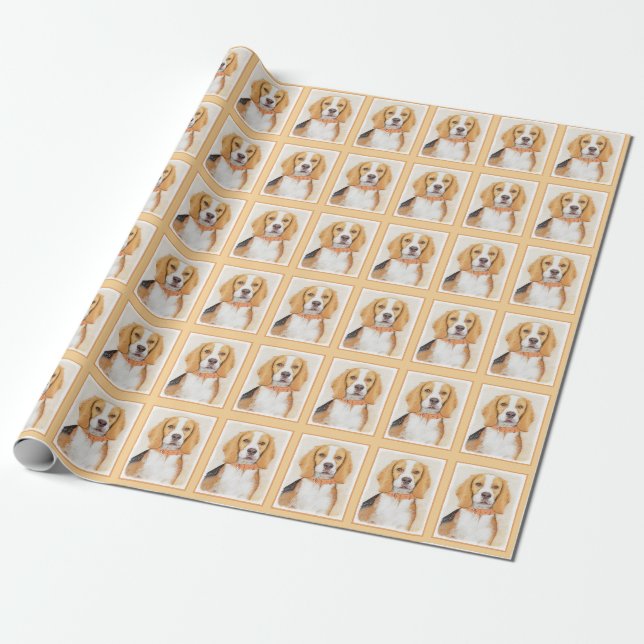 Papel De Presente Beagle Hound Dog Painting Original Animal Art (Desenrolado)