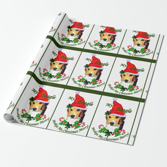Papel De Presente Beagle lança Feliz de Natal (Desenrolado)