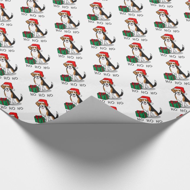 Papel De Presente Beagle Natal Santa Hat (triz cor 3) (Ponta)
