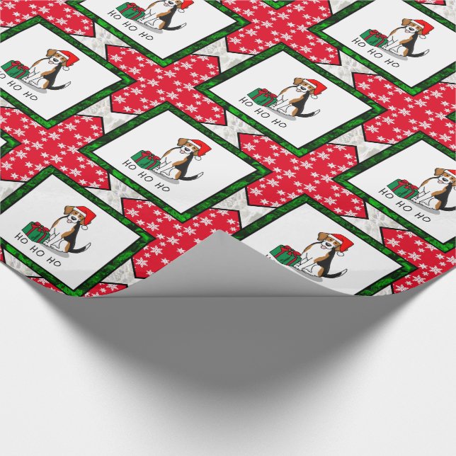Papel De Presente Beagle Natal Santa Hat (triz cor 3) (Ponta)