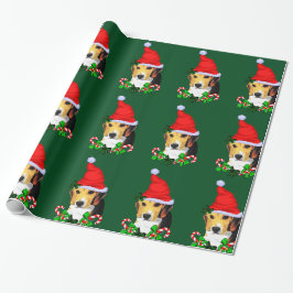 Papel De Presente Beagle no Natal Hat