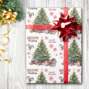 Papel De Presente Beagle Puppy Dog debaixo da árvore de Natal