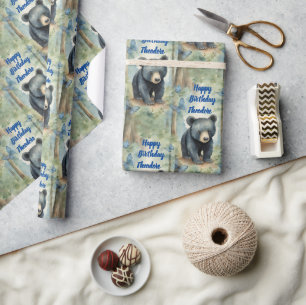 Papel De Presente Bear Bear Boy Personalizado Aniversário