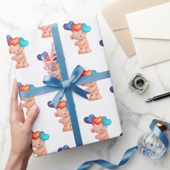 Papel De Presente Bear com os meus balões (Presentear)