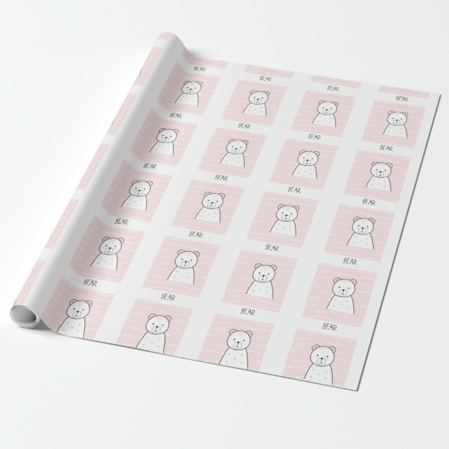 Papel De Presente Bear Pink Girl (Desenrolado)
