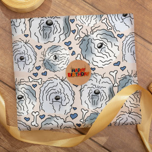 Papel De Presente Bearded Collie Hand-Drawn Cartoon Head