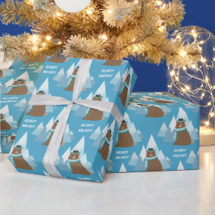 Papel De Presente Beary Feliz Mountain Christmas