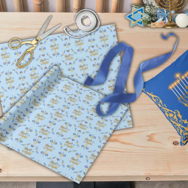 Papel De Presente Beautiful Elegant Light Blue Hanukkah (Criador carregado)