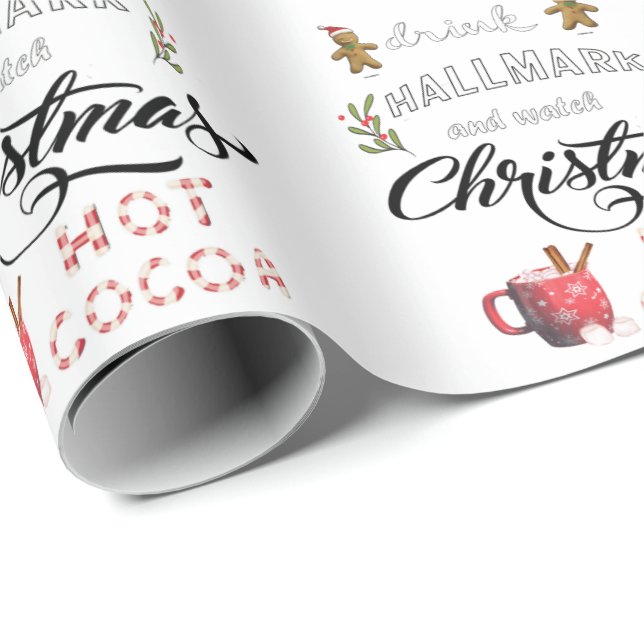 Papel De Presente Beba cacau quente e assista ao Natal (Ponta do rolo)