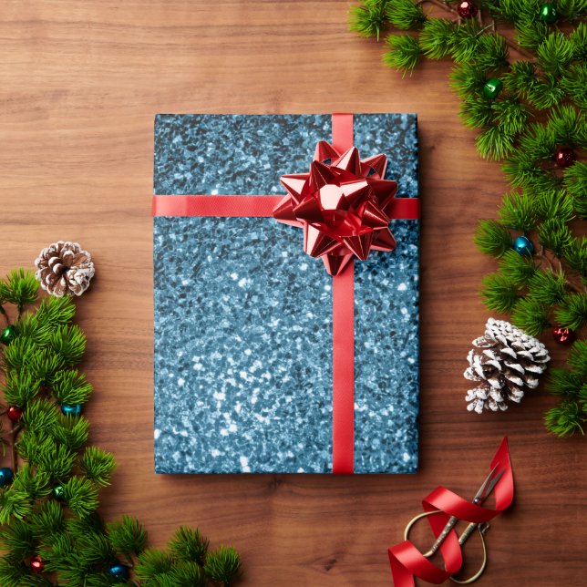 Papel De Presente Bebê azul claro brilho falso faísca (Presente de Natal)