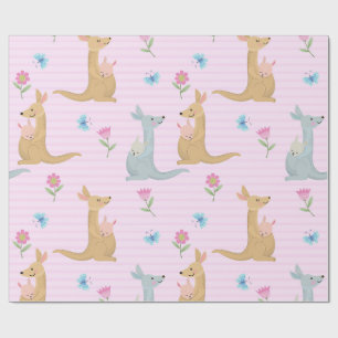 Papel De Presente Bebê Canguru Menino e Menina