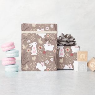 Papel De Presente Bebê Chá coelhos de castanho