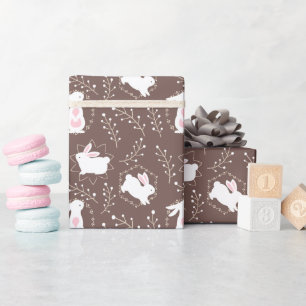 Papel De Presente Bebê Chá coelhos de castanho