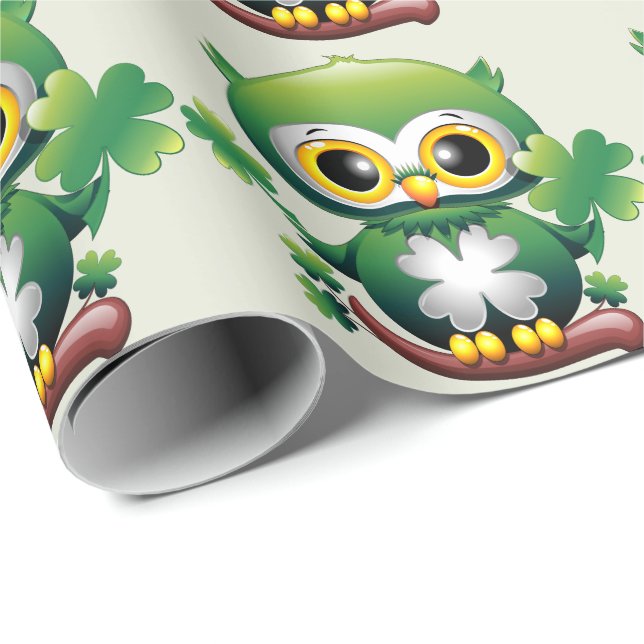 Papel De Presente Bebê Coruja Fofo St Patrick Cartoon (Ponta do rolo)