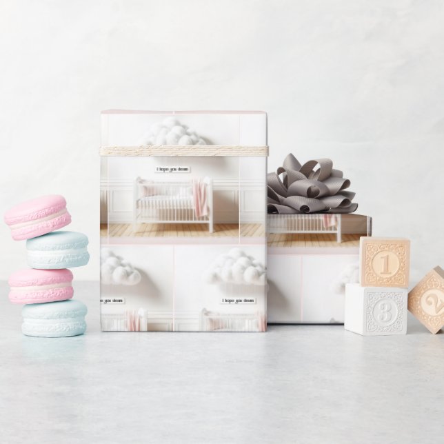 Papel De Presente Bebê-Cribo num viveiro com nuvens (Chá de bebê)