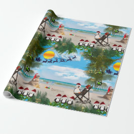 Papel De Presente Bebê de Natal de Verão na praia repete Design
