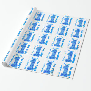 Papel De Presente Bebê de um ano azul B3BZ de Camo do menino do
