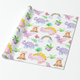 Papel De Presente Bebê Dinossauro Pastel Cores Cubra