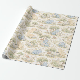 Papel De Presente Bebê Dragão Fofo Padrão Pastel Floresta (3)
