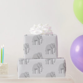 Papel De Presente Bébé éléphant mignon au bord du lac - Anniversaire